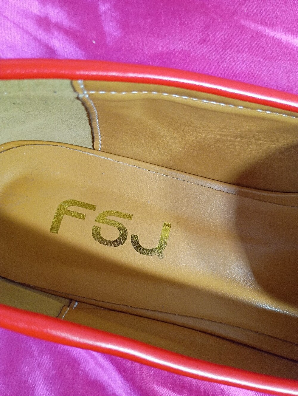 FSJ Shoes Women's SZ 15 Red and White Round Toe Loafers Office Casual - Picture 4 of 10